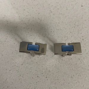 Men’s Silver and Blue Cuff Links